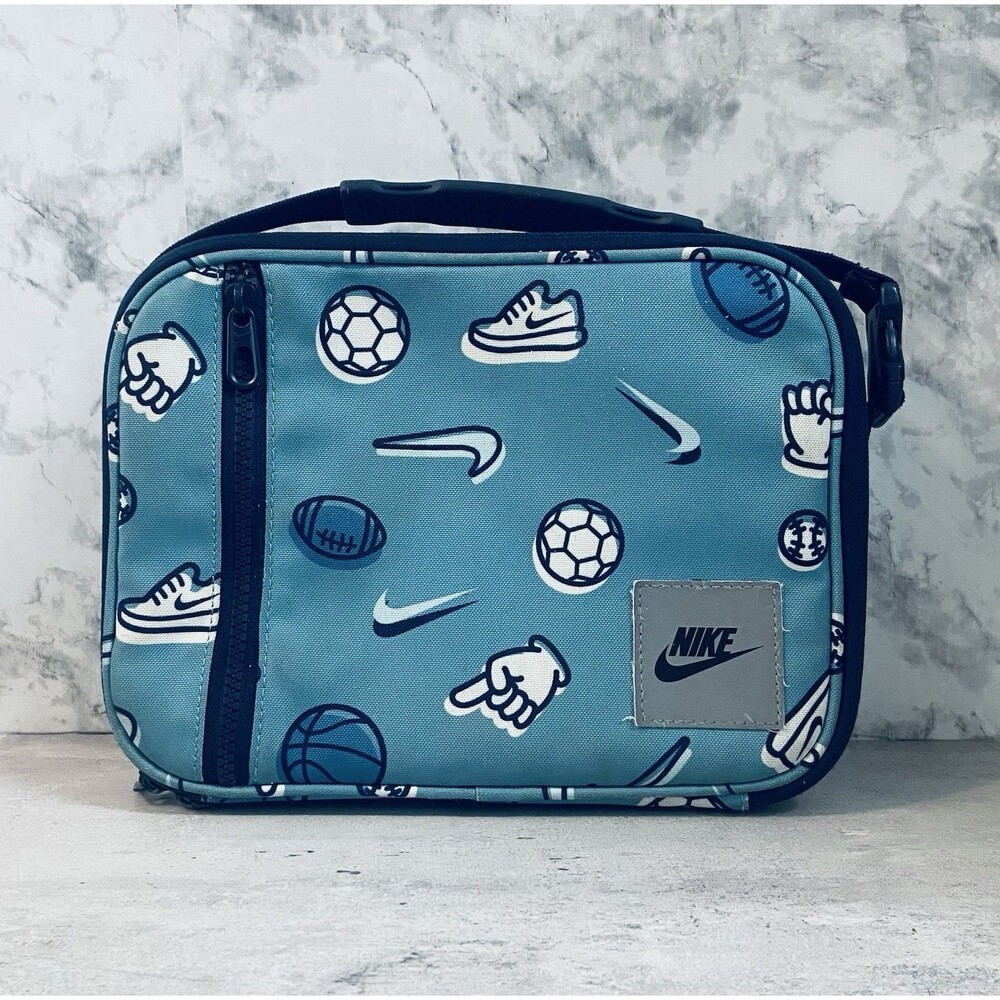 Nike Swoosh Hardshell Lunch Box Denim Turquoise Blue Sports School Cooler Bag